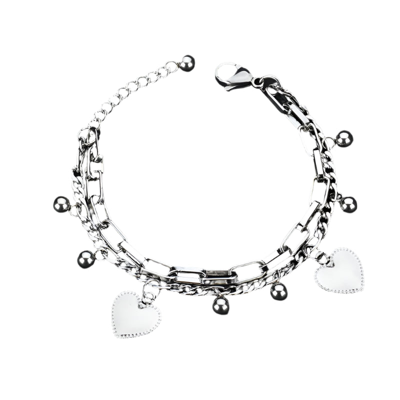 316L Stainless Steel Multilayer Love Heart Bracelet for Women High Quality Gold Color Rustproof Girls Wrist Jewelry Gift