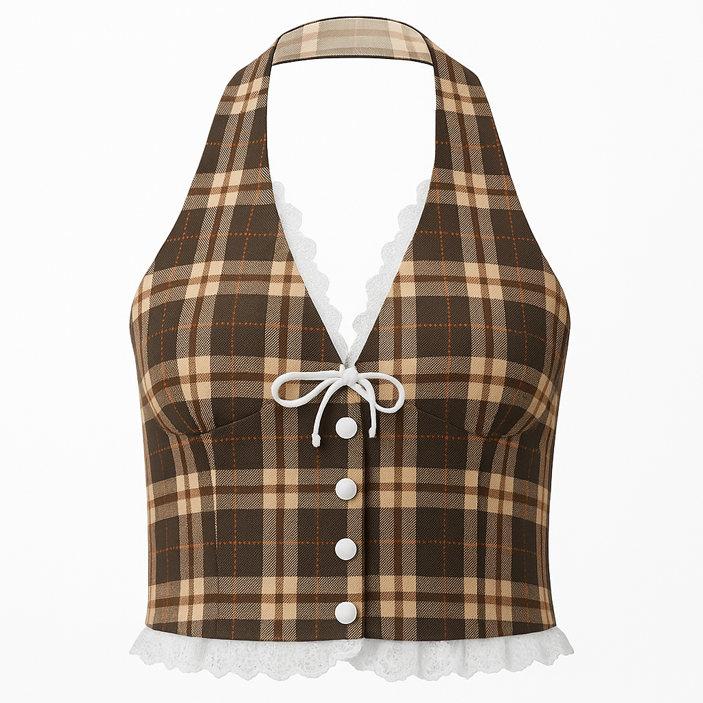 Fransız Retro Halter Bluz