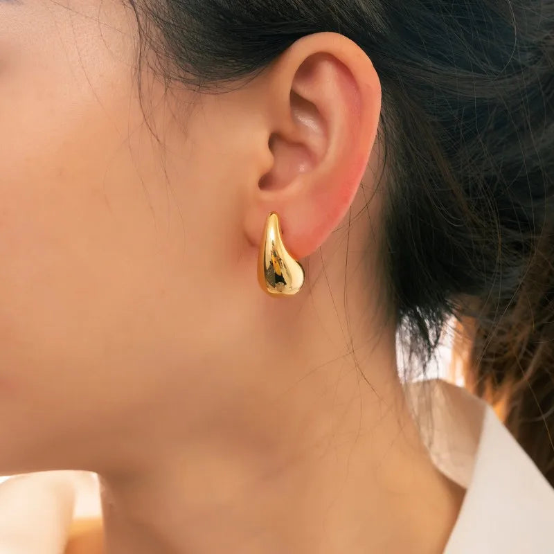Small Gold Color Water Drop Stud Earring for Women Ear Jewelry Simple Valentine'S Day Gift