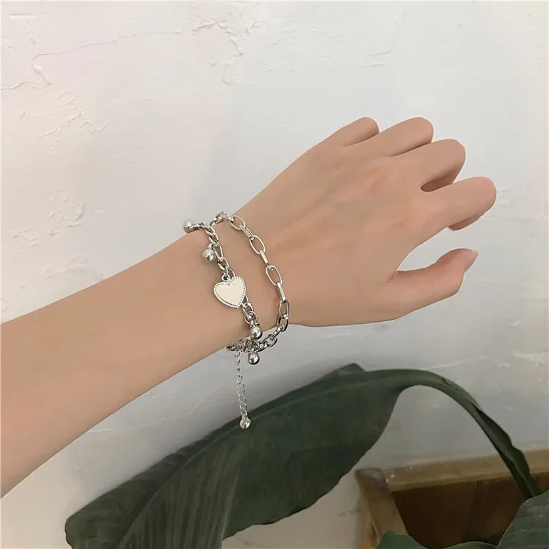 316L Stainless Steel Multilayer Love Heart Bracelet for Women High Quality Gold Color Rustproof Girls Wrist Jewelry Gift
